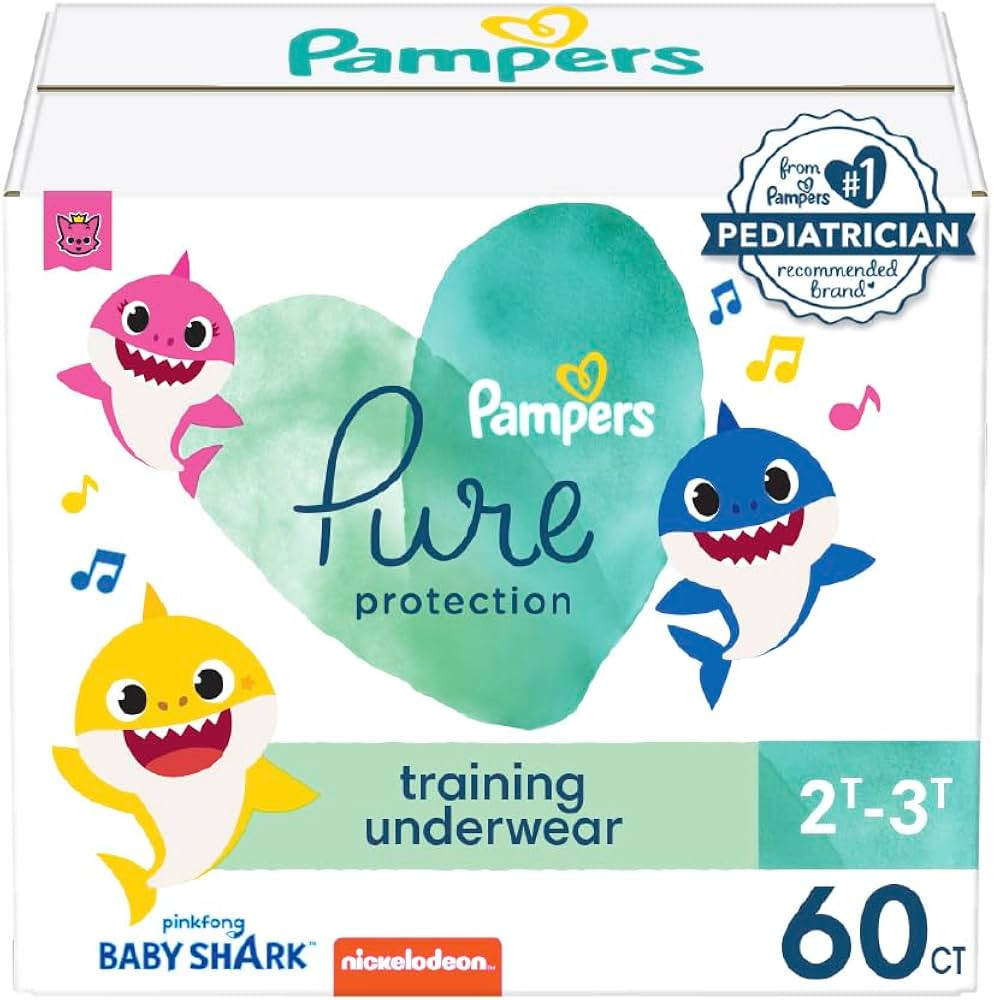 Pampers Pure Protection Training Pants Baby Shark - Size 2T-3T, 60 Count, Premium Hypoallergenic ... | Amazon (US)