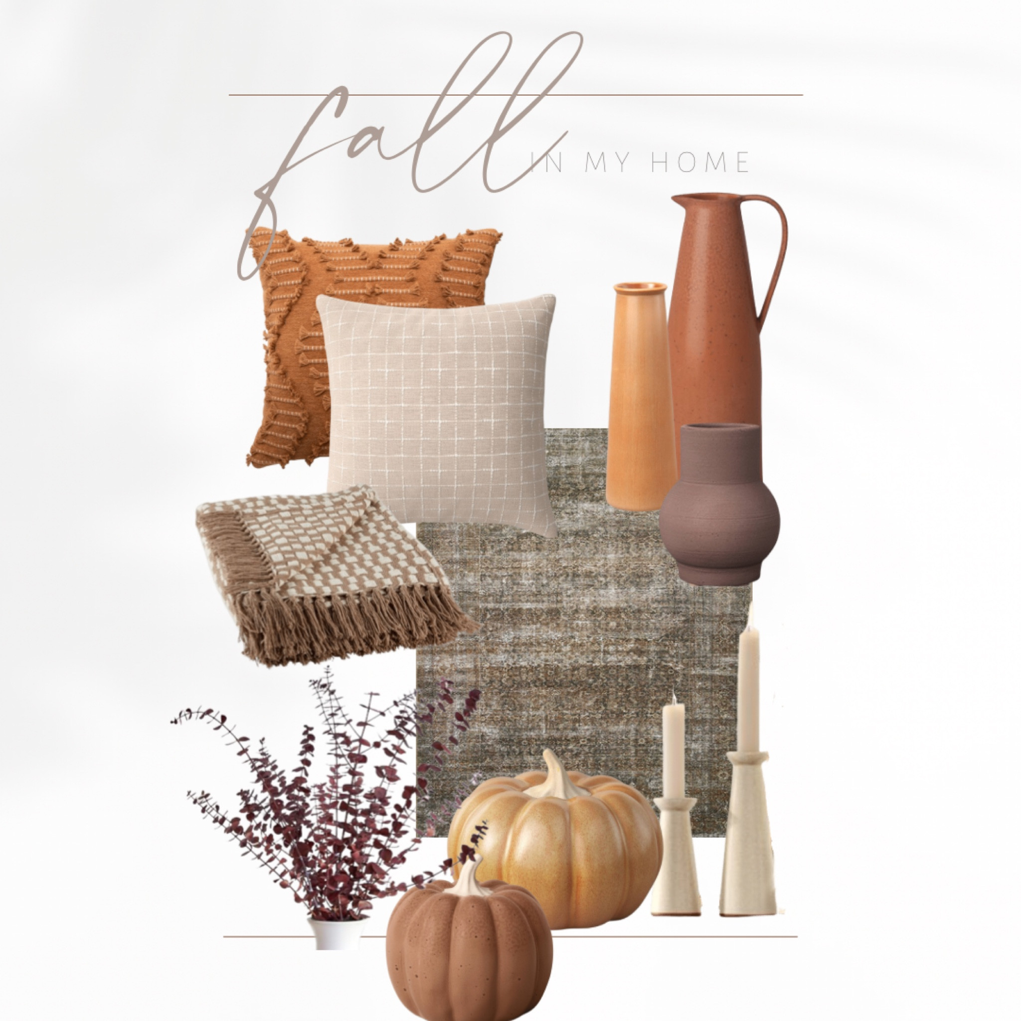 Fall in my home. Home decor. Vase. Pitchers. Target finds. Fall decor. Pumpkins. Faux pumpkins. Blanket. Brown stems. Brown floral. Brown pillows. Fall pillows  

#LTKSeasonal #LTKsalealert #LTKhome