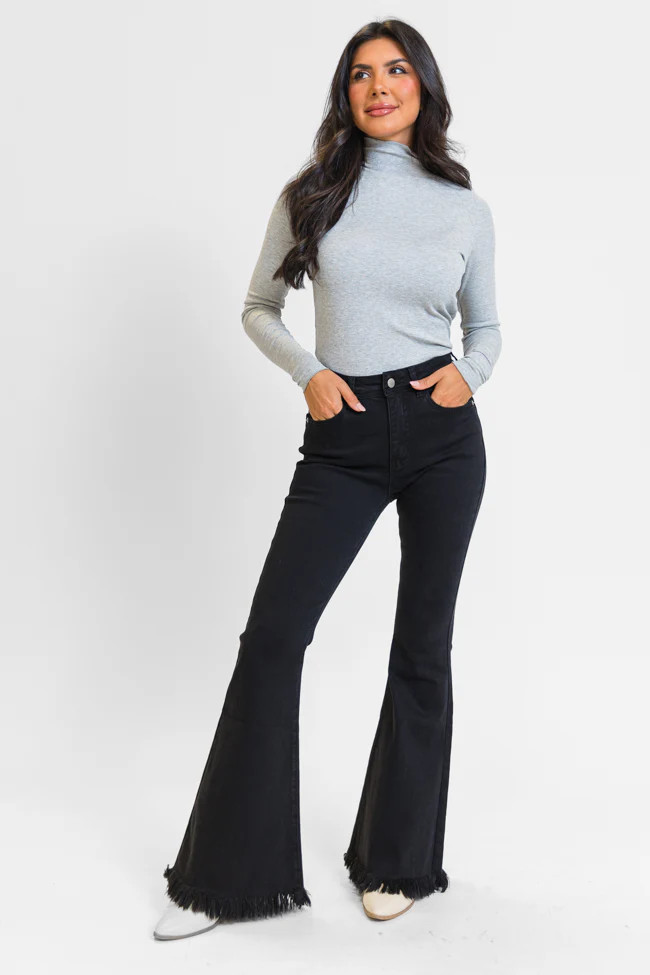 Maren Black Wash Stretchy Flare Jeans | Pink Lily