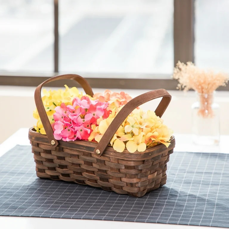 Mainstays Woodchip Storage Basket with Handles, Dark Brown, 6.5"W x 12"L x 3.94"H | Walmart (US)