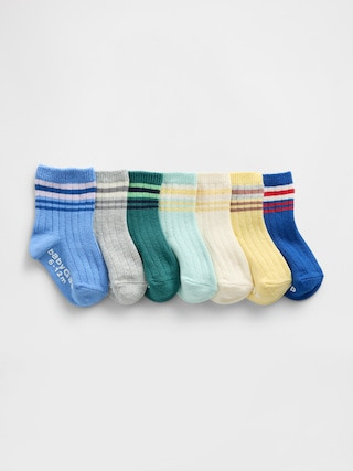 Toddler Stripe Quarter Crew Socks (7-Pack) | Gap (US)