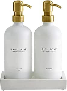 MaisoNovo Glass Soap Dispenser with Pump and Concrete Tray | Vintage Soap Dispenser Bathroom & Ki... | Amazon (US)