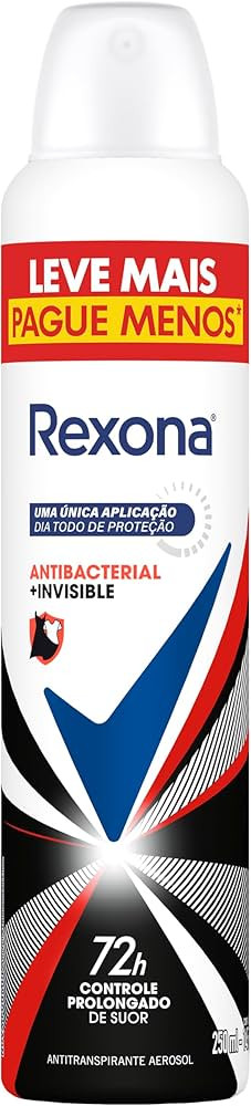 Antitranspirante Aerossol Antibacterial e Invisible Rexona 250Ml Leve Mais Pague Menos, Rexona (A... | Amazon (BR)