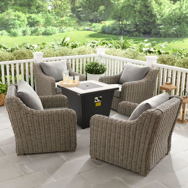 Better Homes & Gardens Bellamy 5 Piece Outdoor Chat Set with Firepit | Walmart (US)