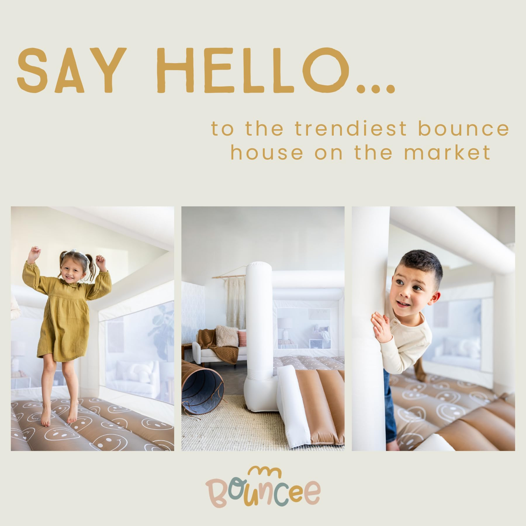 Bouncee House in Be Happy - Outdoor & Indoor Bounce House with Slide - White Bounce House for Kid... | Amazon (US)