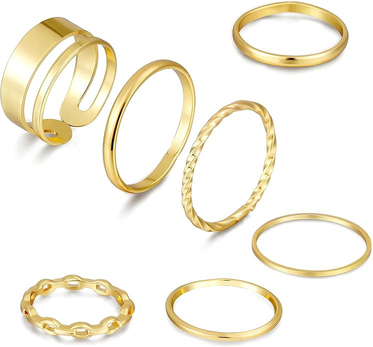 FAXHION Gold Knuckle Rings Set for Women Snake Chain Stacking Ring Vintage BOHO Midi Rings SIze M... | Amazon (US)