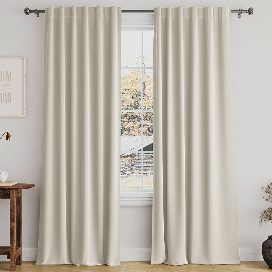 Turquoize Cream Beige Blackout Curtains Thermal Insulated Room Darkening Curtains for Living Room... | Amazon (US)