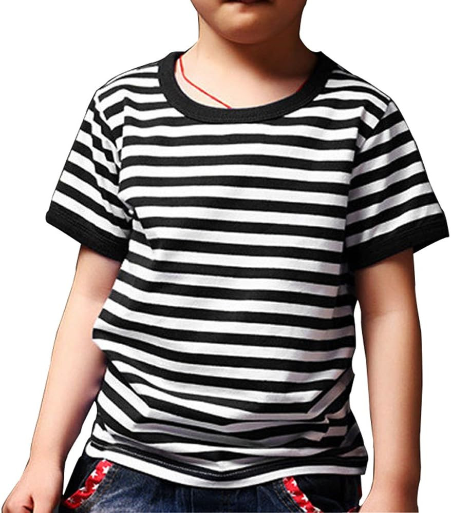 Ezsskj Kid's Boys Pugsley Addams Shirt Black White Striped Mime T Shirt Bank Robber T-Shirts Hall... | Amazon (US)