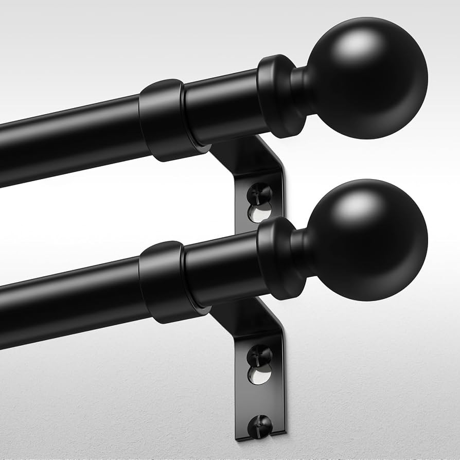 2 Pack Curtain Rods 36-91 Inch, Black 1 Inch Adjustable Heavy Duty Curtain Rods for Windows, Deco... | Amazon (US)