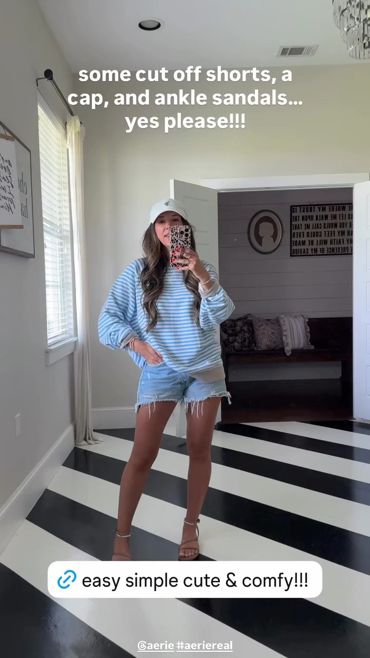 @aerie #aeriereal  some cut off shorts, a cap, and ankle sandals…yes please!!!