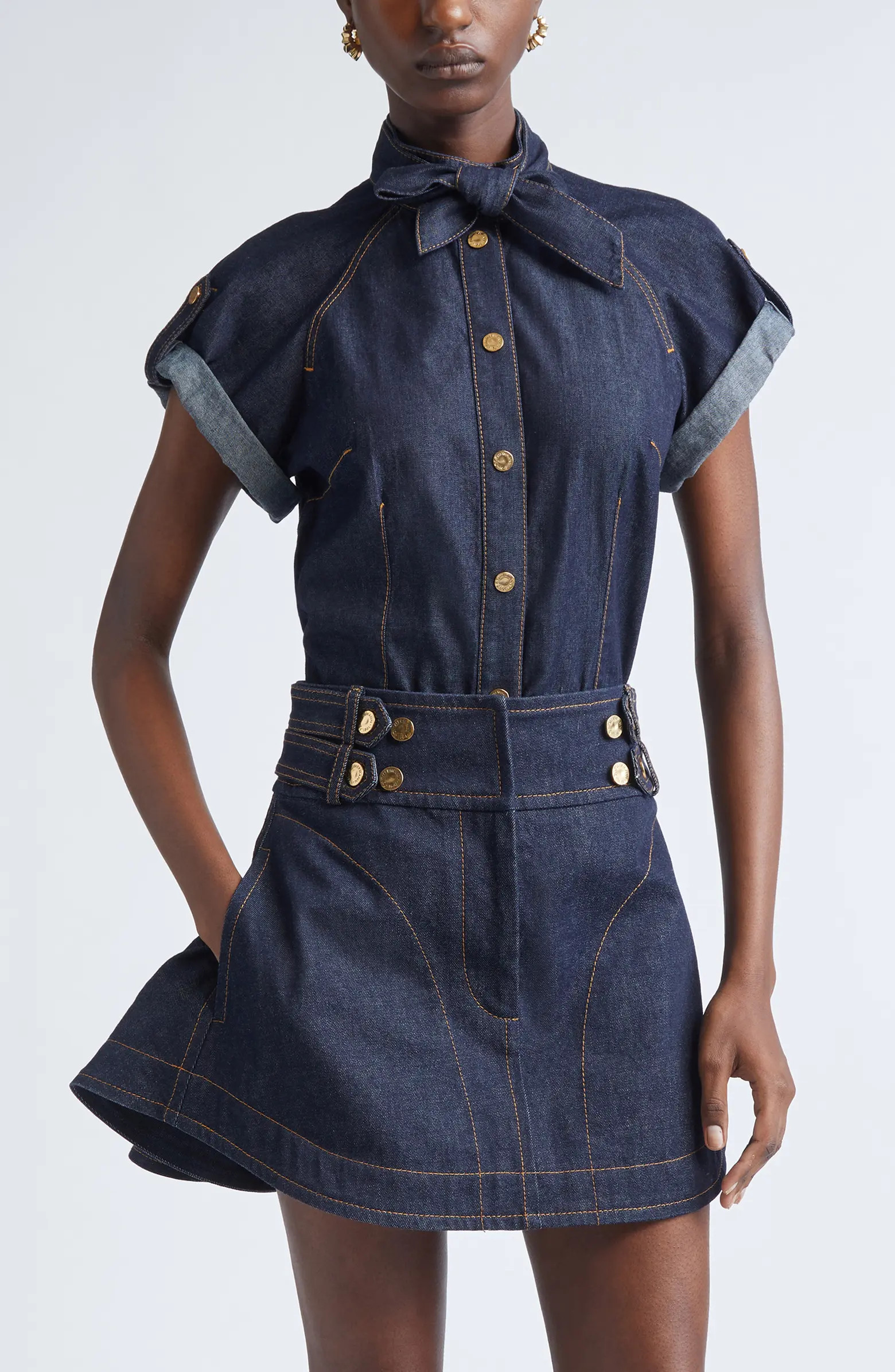 Zimmermann Tie Neck Denim Shirt | Nordstrom | Nordstrom