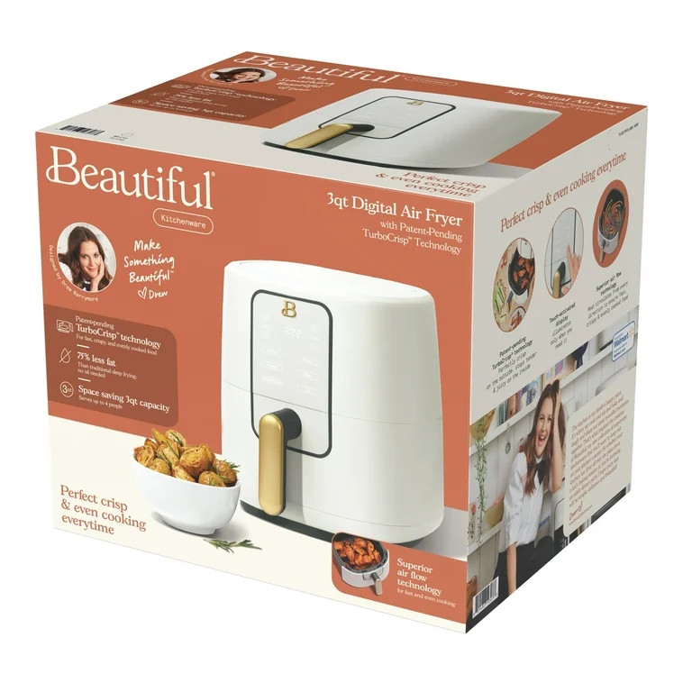 Beautiful 3 Qt Air Fryer with TurboCrisp Technology, White Icing by Drew Barrymore | Walmart (US)