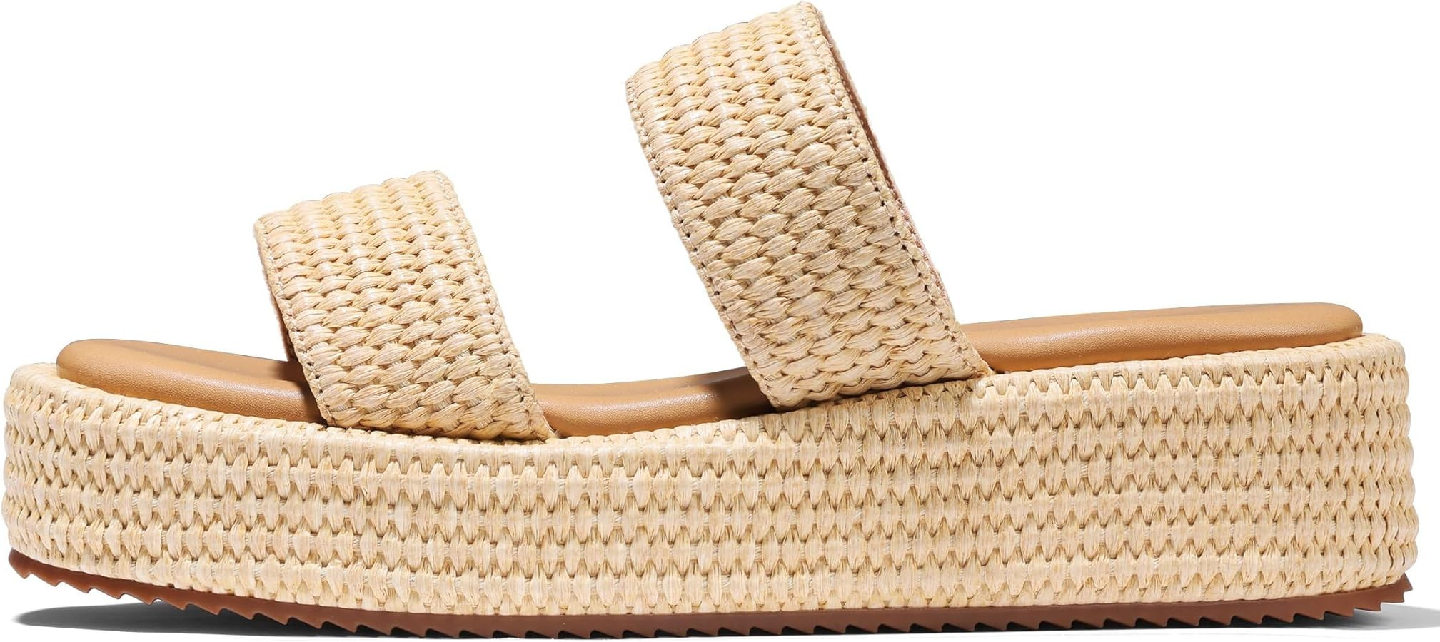 Erocalli Platform Sandals Women Cute Wedge Espadrilles Slip on Summer Beach Raffia Vacation Sanda... | Amazon (US)