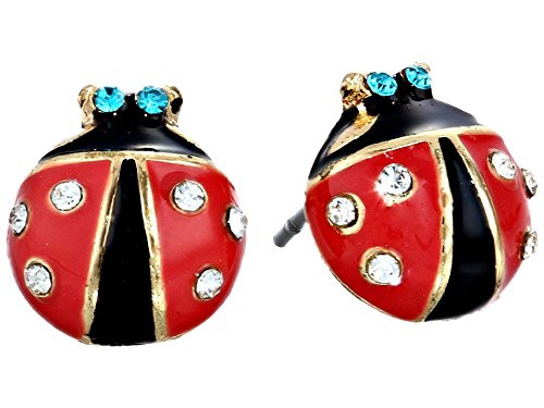 Betsey Johnson Red & Black Ladybug Stud Earrings | Amazon (US)