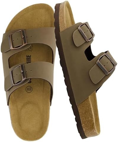 CUSHIONAIRE Lane Cork Footbed Sandals for Women – Comfortable Double Buckle Slip-On with Genuin... | Amazon (US)