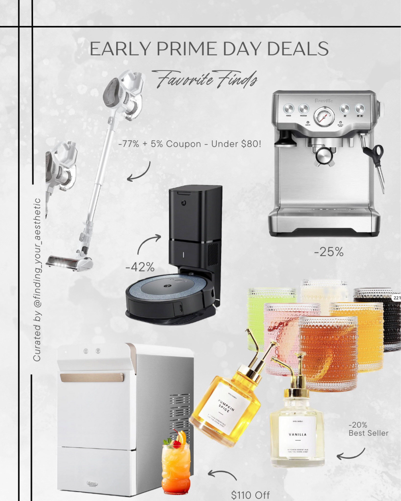 Early Prime Day Deals for Kitchen and Home

Ice machine, nugget ice, opal ice, counter top ice machine, coffee syrup dispenser, vintage glasses, iRobot, roomba, robot vacuum, stick vacuum, cordless vacuum, espresso machine, breville coffee machine, breville espresso, espresso machine stainless, amazon deals, amazon finds

#LTKFind #LTKhome #LTKxPrimeDay