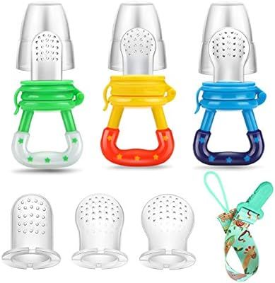 PandaEar Baby Fresh Fruit Food Feeder Nibbler Pacifier (3 Pack) |Training Massaging Toy Teether| ... | Amazon (US)