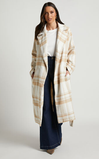 Phagie Coat - Wrap Coat in Cream | Showpo (US, UK & Europe)