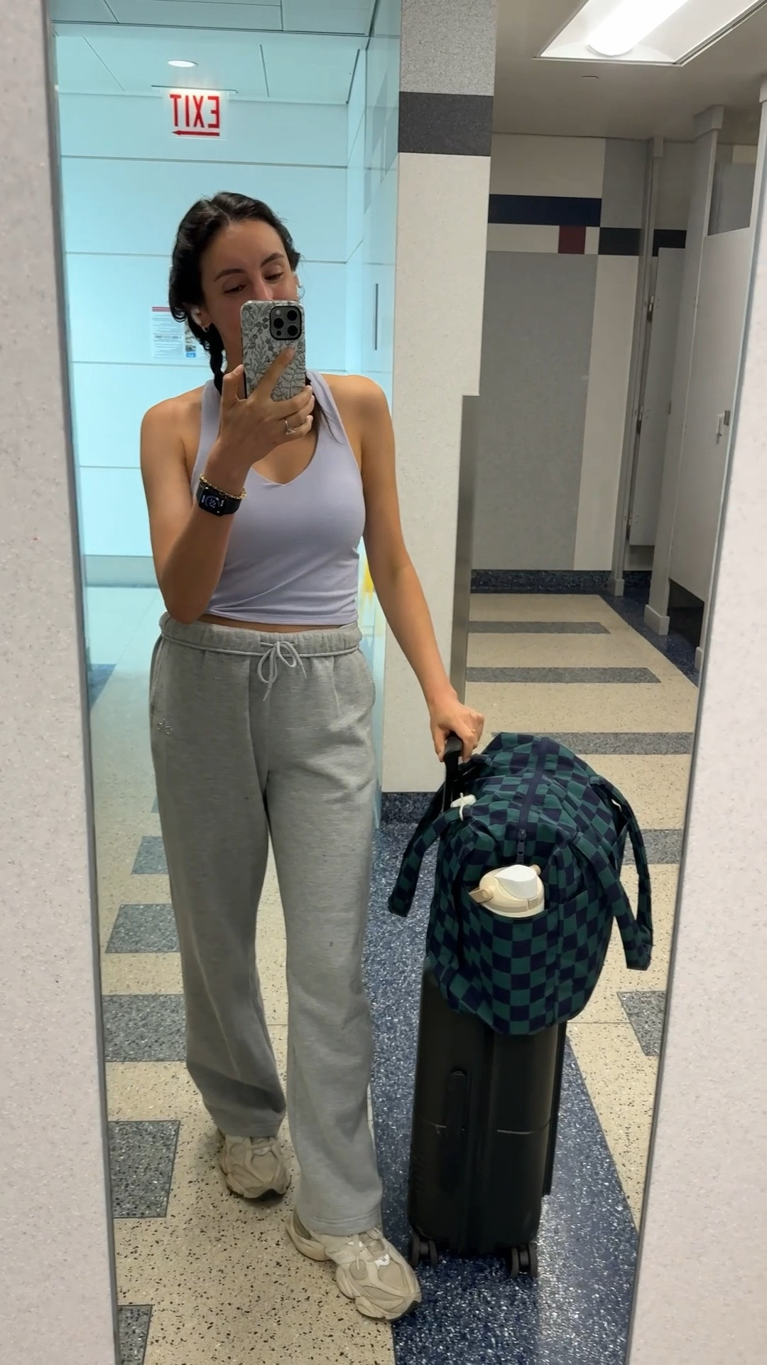 Cozy fall airport travel outfit  I took a M top, XS sweats (both fit true to size)

#LTKStyleTip #LTKItBag #LTKTravel