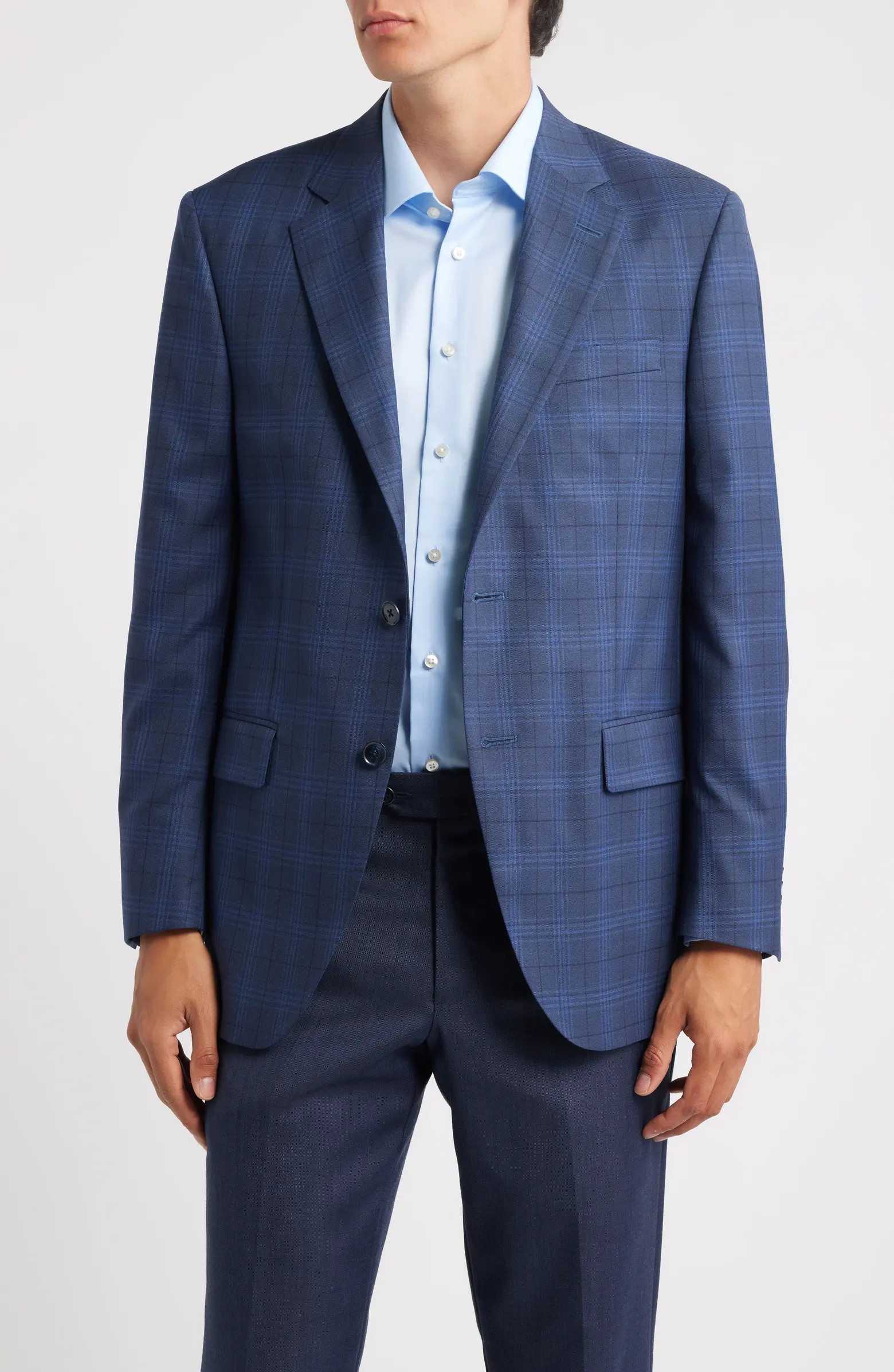 Flynn Classic Fit Blue Plaid Wool Sport Coat | Nordstrom