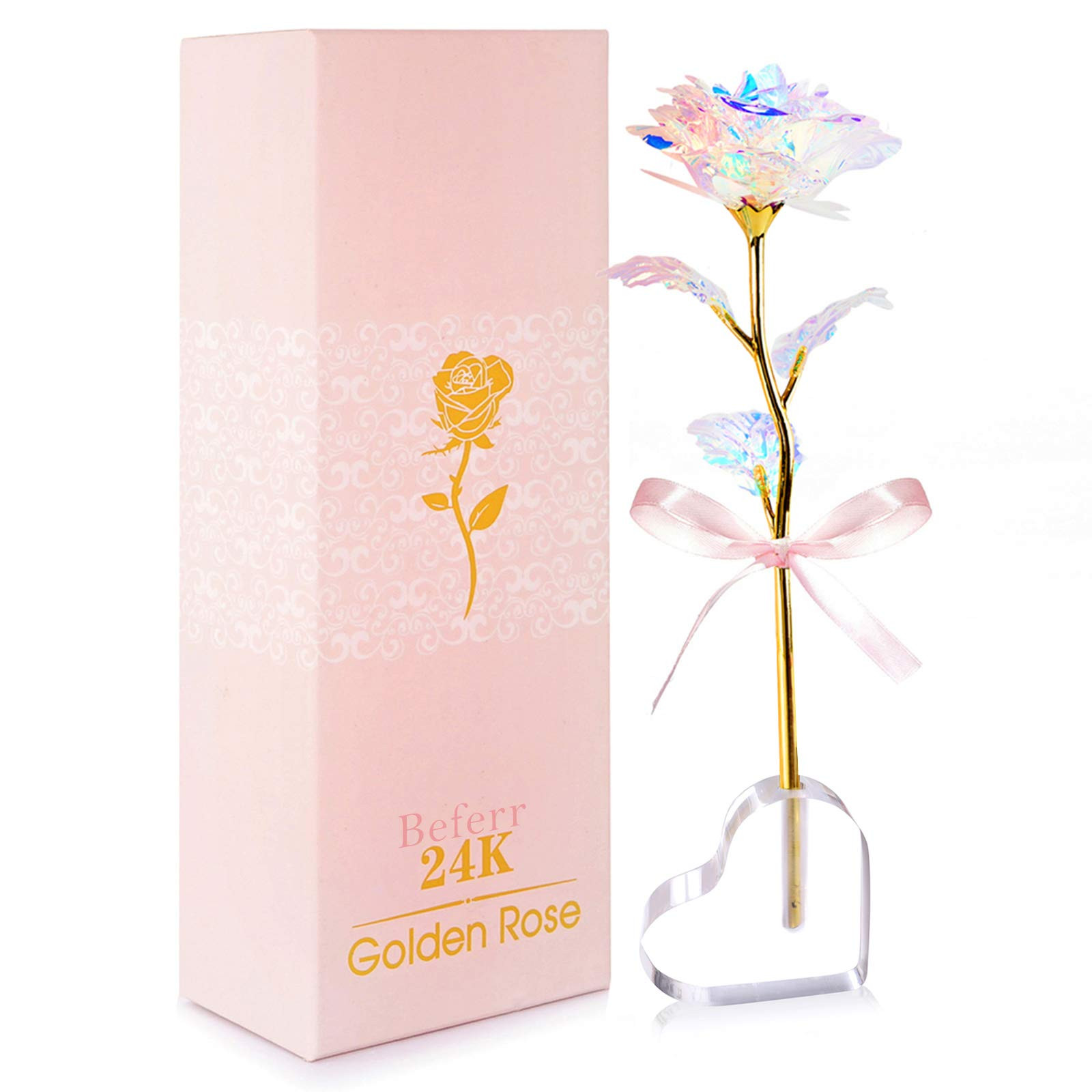 Mothers Day Mom Gifts for Women Grandma, Artificial Forever Birthday Flowers Galaxy Glass Eternal Roses with Heart Shaped Crystal Vase, Mother's Day Anniversary Wedding Rose Gifts for Wife Sister | Amazon (US)