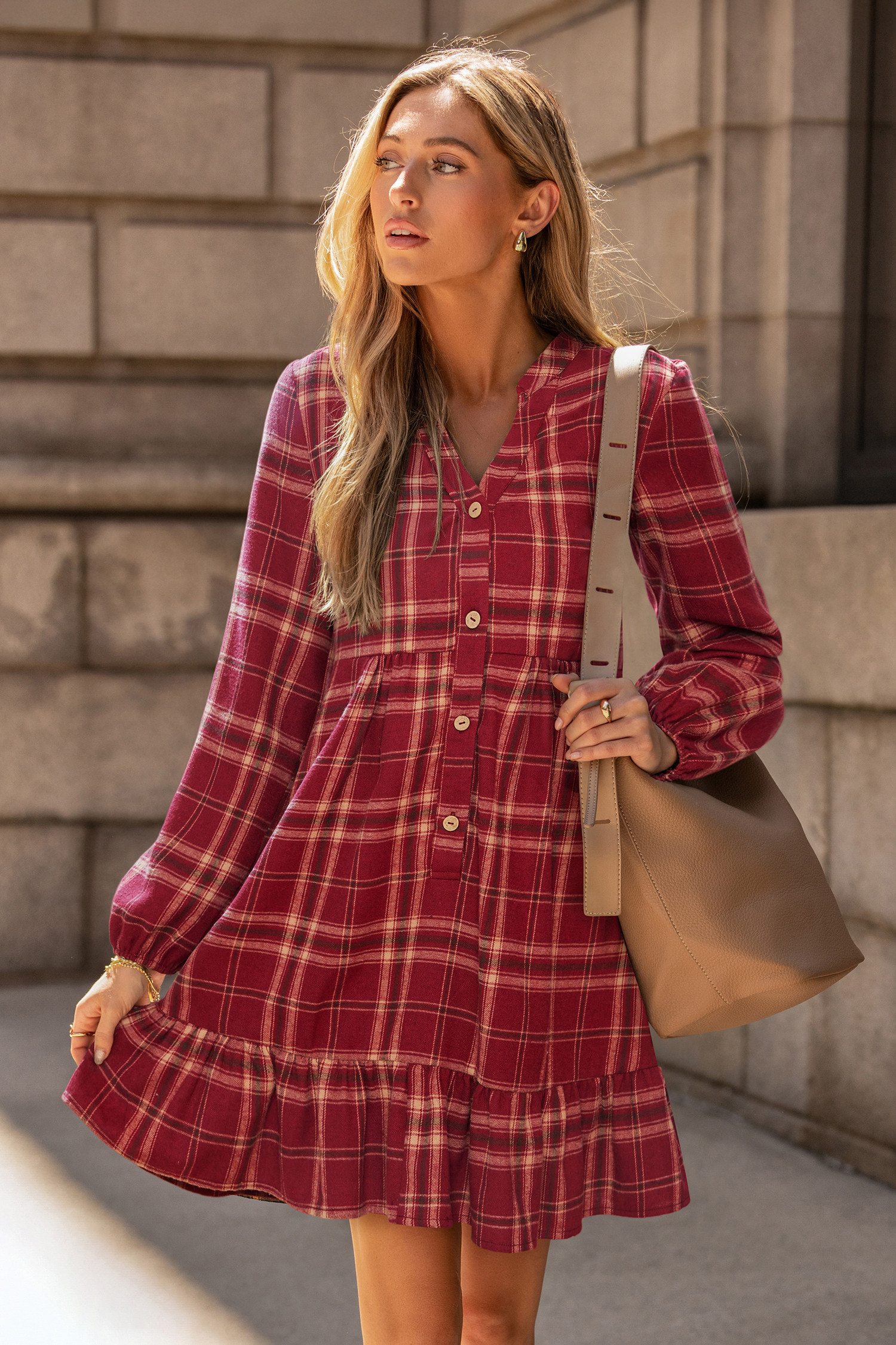 Rustic Charm Plaid Mini Dress | Cupshe US