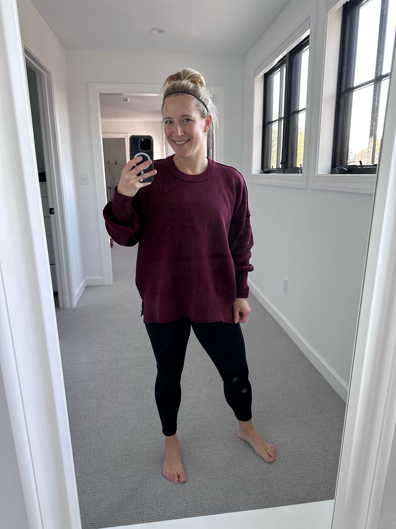 Great wine colored sweater for fall! Perfect over my favorite Nike leggings  

#LTKfindsunder50 #LTKSeasonal #LTKover40