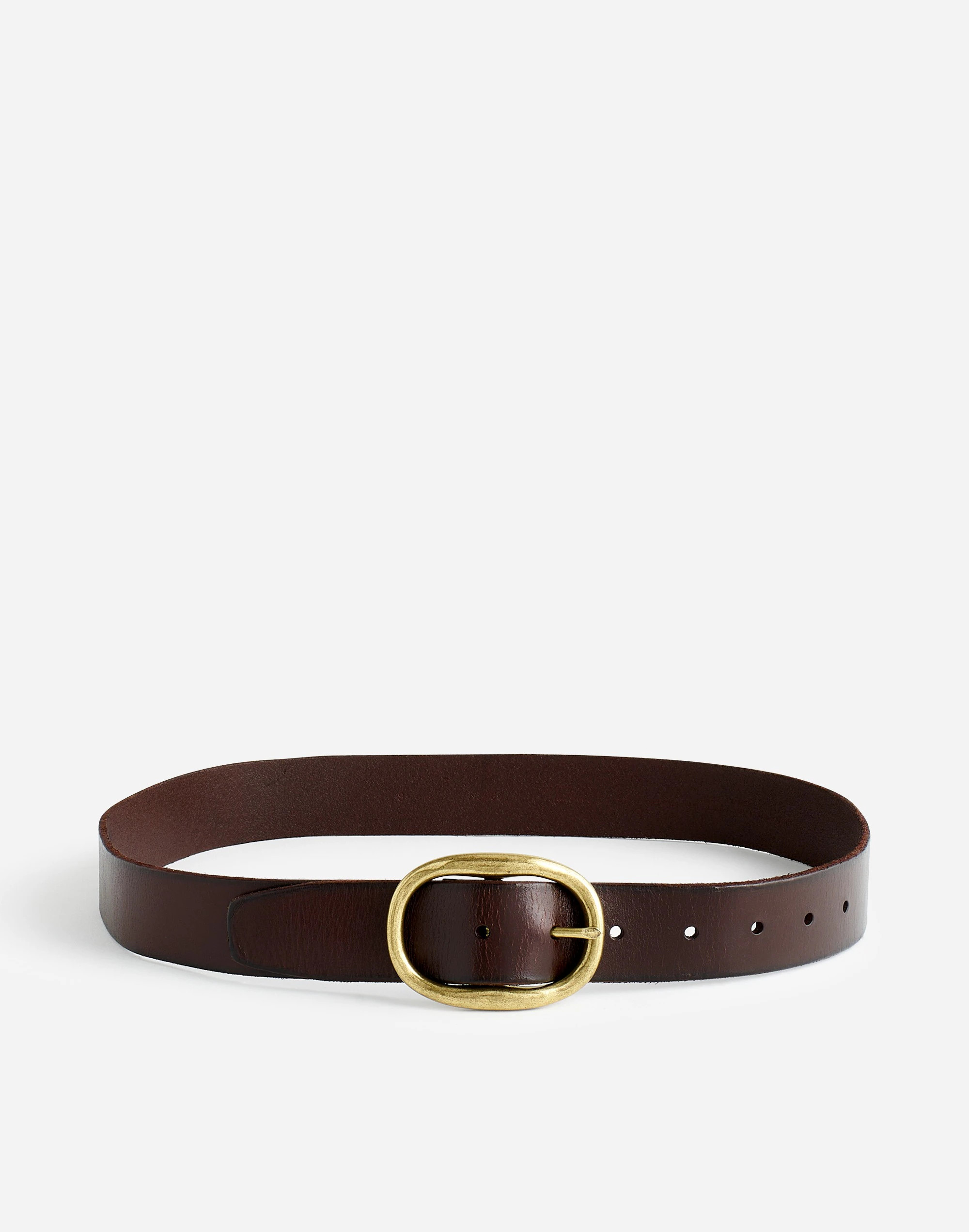 Oval-Buckle Distressed Leather Belt | Madewell