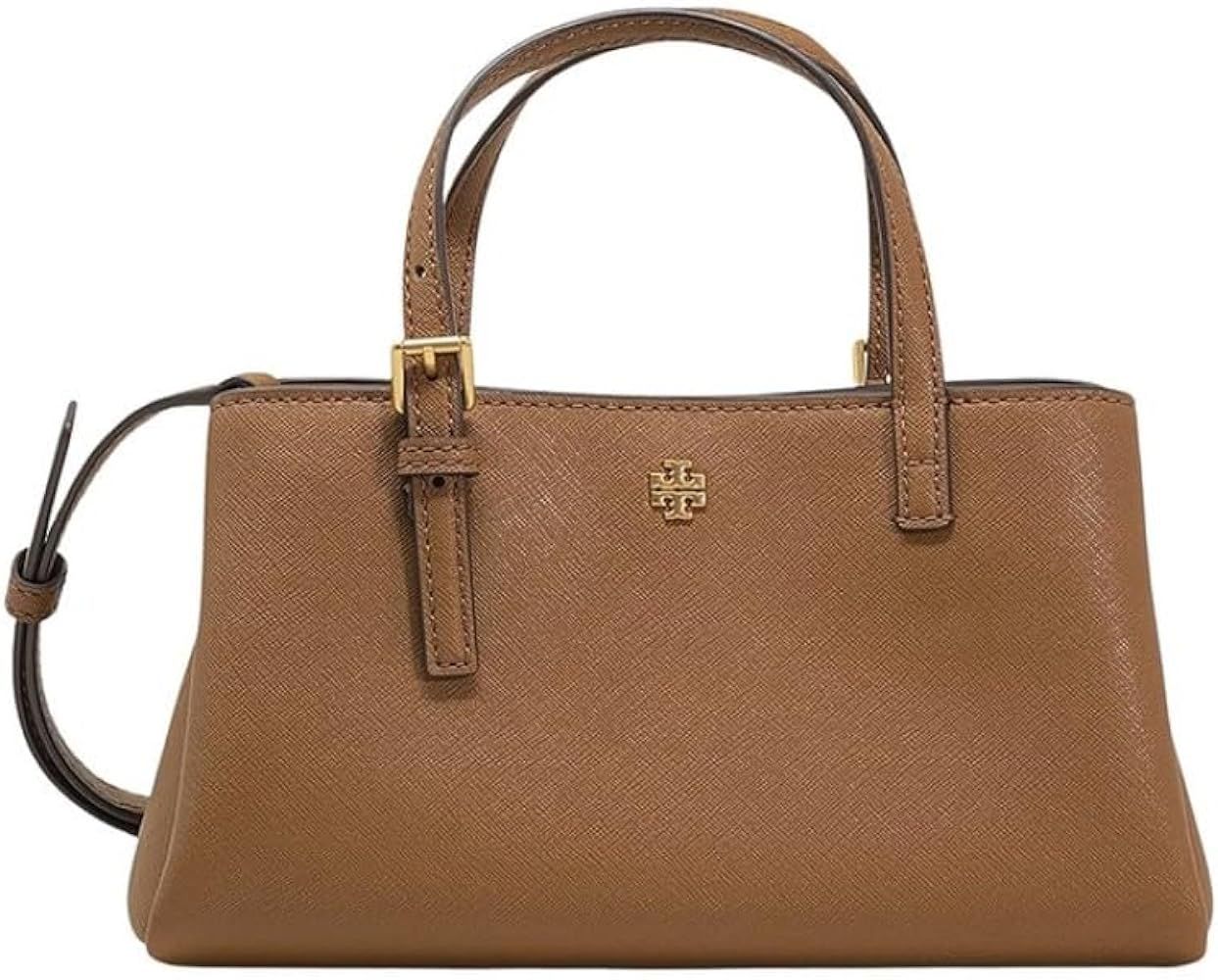 Tory Burch 143394 Emerson Moose Brown With Gold Hardware Leather Women's Mini Tote Bag | Amazon (US)