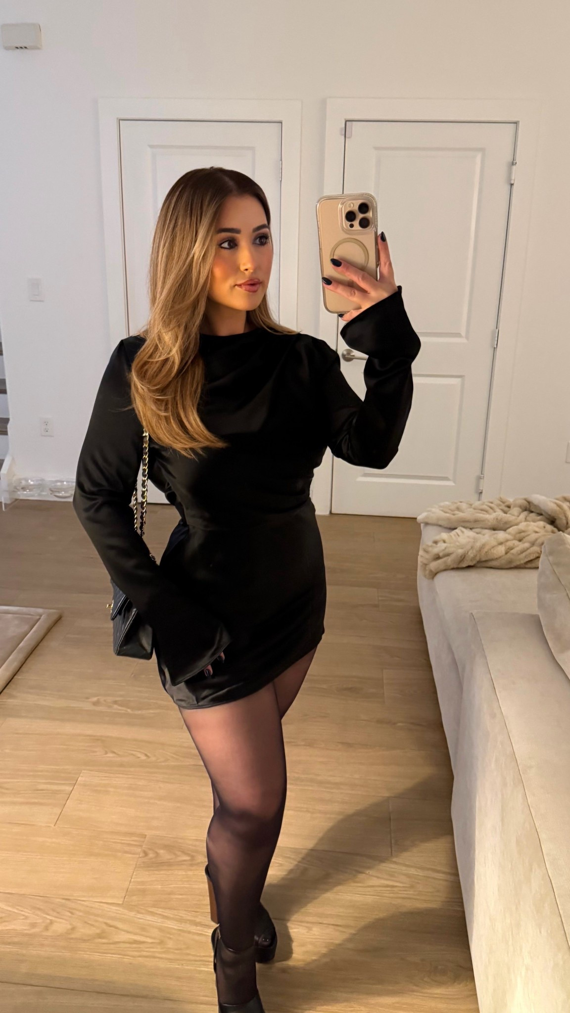 Date night 🖤 wearing a size medium in the dress and tights. 

#LTKStyleTip #LTKHoliday #LTKPetite