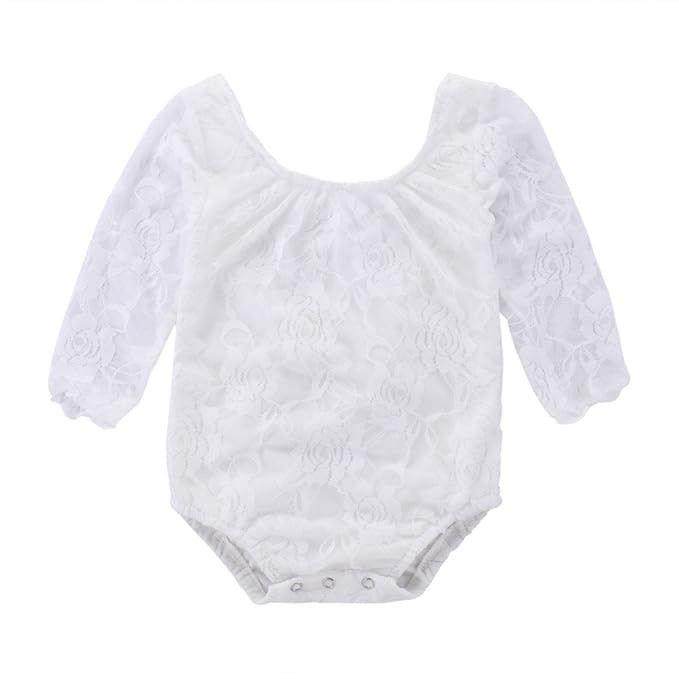 Newborn Baby Girls Lace Rompers Infant Clothes Girls Long Sleeve Onesies Outfits Bodysuit Jumpsui... | Amazon (US)