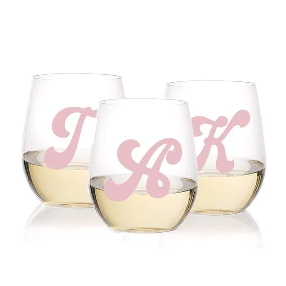 Read the full title
    Custom Retro Monogram  Stemless Wine Tumbler - Bachelorette // Wedding //... | Etsy (US)