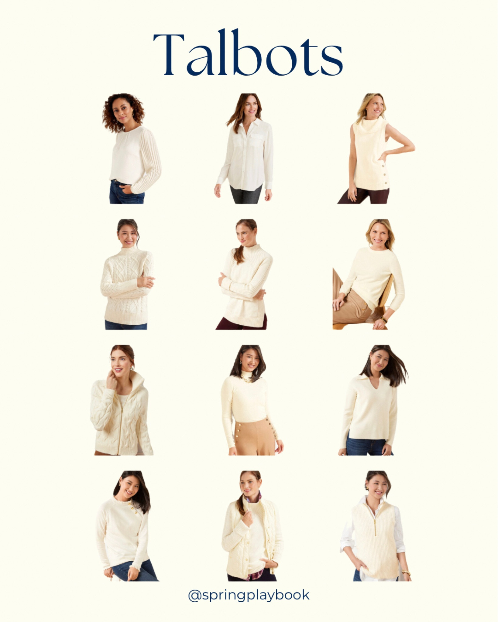 Ivory at Talbots: sweaters with gold hardware, quilted vest, blouses, and more. 


#createdcolorful #createdcolorfulspring #hocspring #tcispring

#LTKover40 #LTKstyletip #LTKworkwear