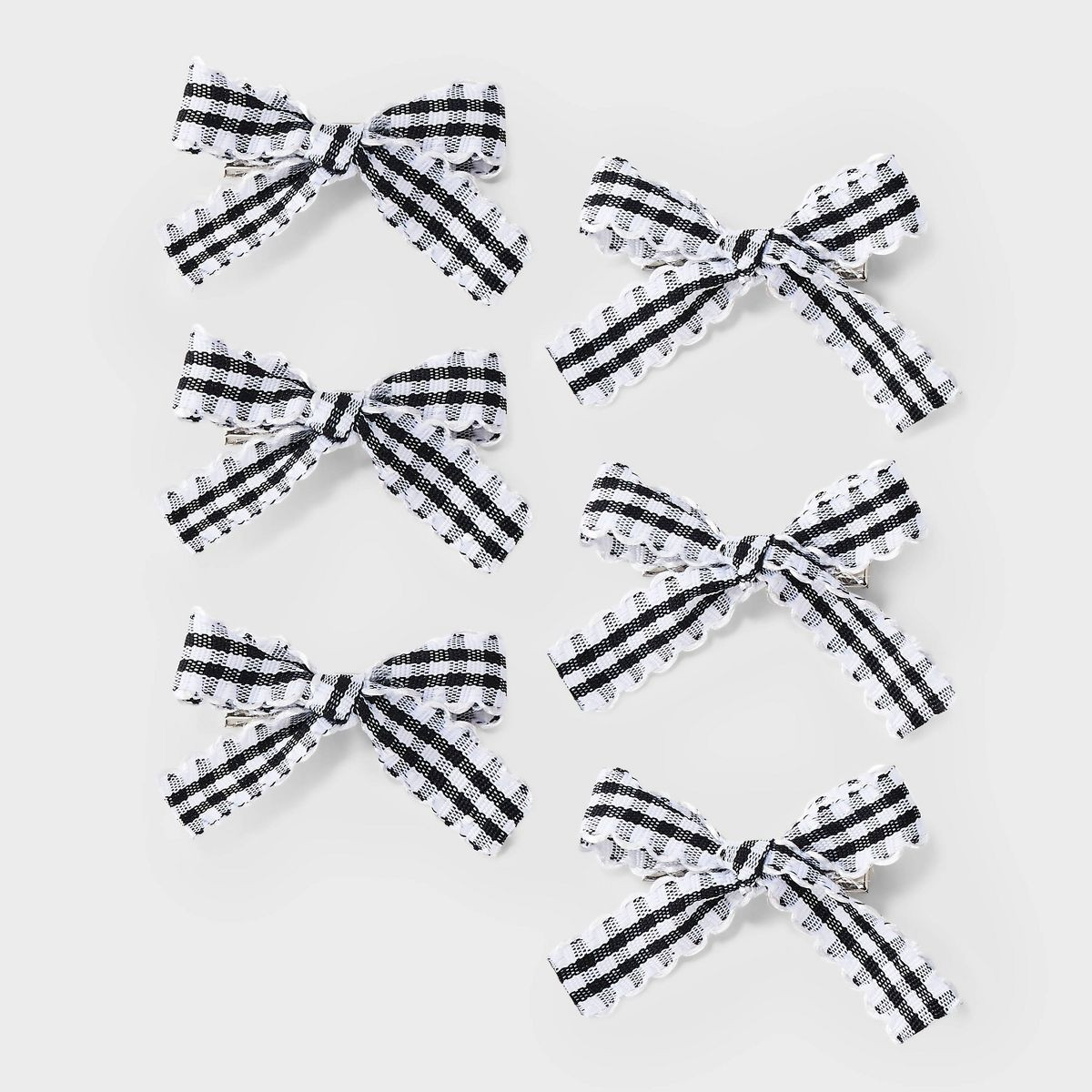 Gingham Bow Hair Clip Set 6pc - Wild Fable™ Black: Fashion Accessories for All Hair Types, Incl... | Target