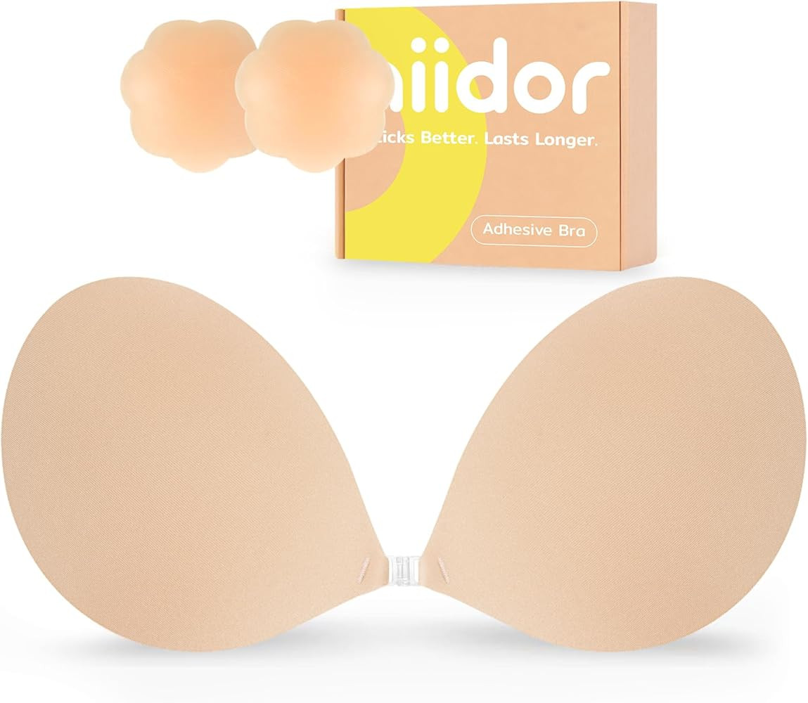 Niidor Adhesive Bra Strapless Ultra Sticky Invisible Push up Silicone Bra Multiple Colors Sizes R... | Amazon (US)