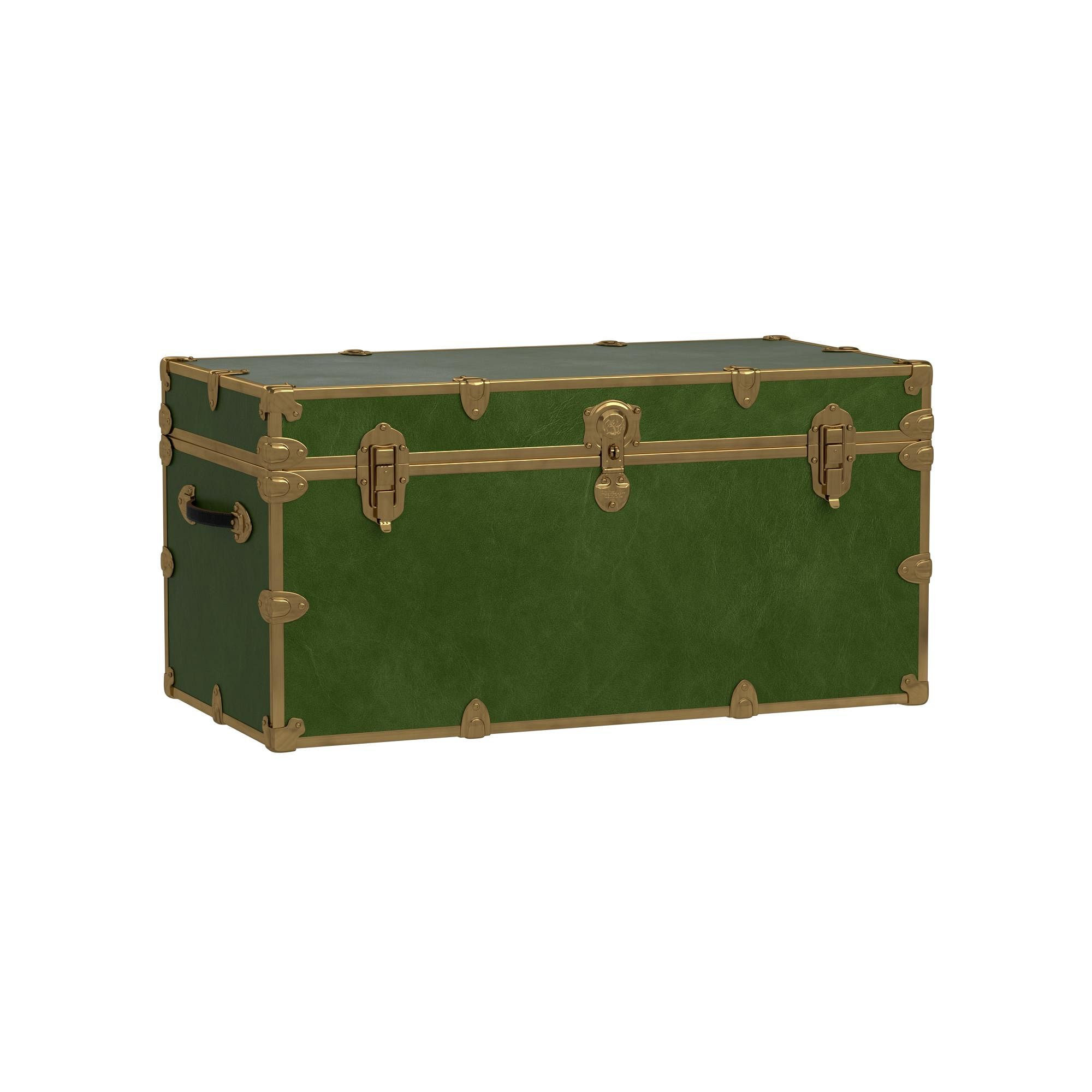XXL Faux Leather Trunk, Landscape, Brass Trim | Pottery Barn Teen