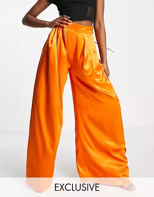 ASYOU satin wide leg pants in orange | ASOS (Global)