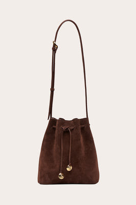 Charm Bucket Small Dark Brown Suede | LITTLE LIFFNER