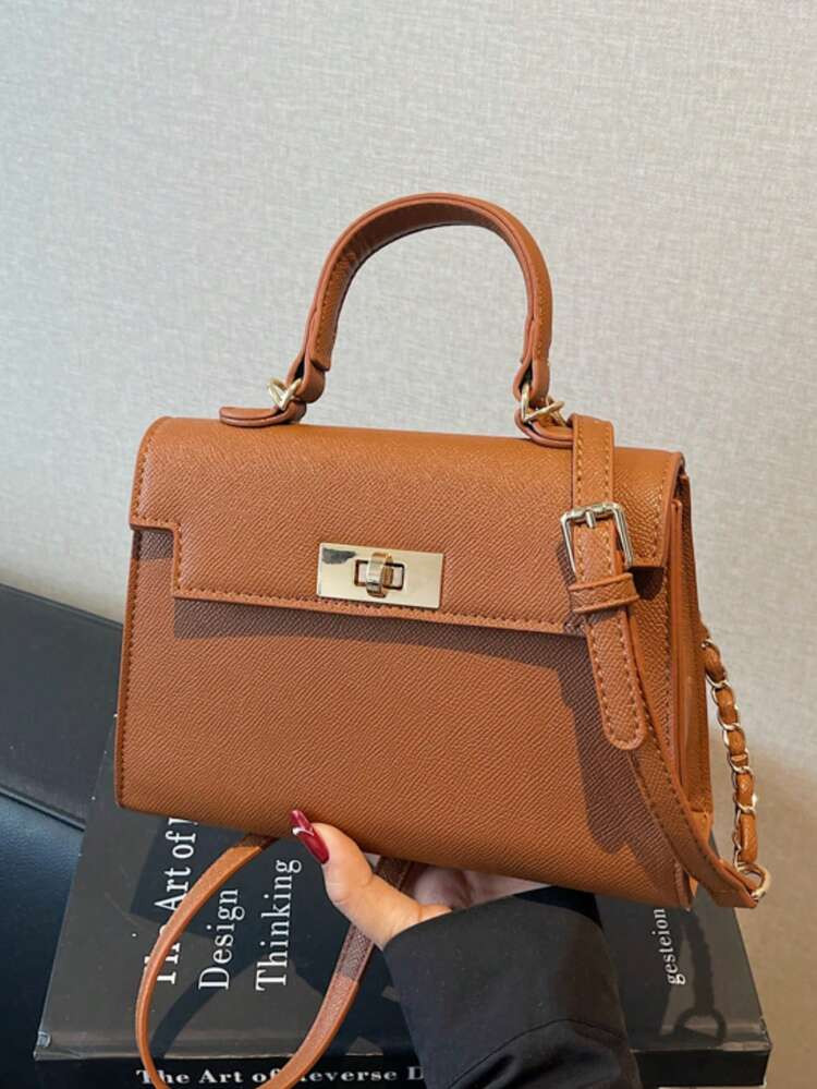 New Women PU Leather Handbag Large Capacity Fashion Elegant Luxury Design Crossbody Bag In Brown ... | SHEIN