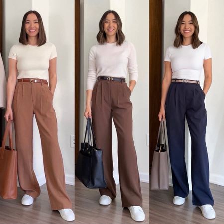 Styling the Abercrombie Sloane Pant in 3 colors with a white top & sneakers 

- take 15% off this weekend [sale ends 3/4] 
- I’m wearing size 25 in the regular inseam [if you’re under 5’4” or have shorter legs, I’d recommend getting the petite length] 
- left camel pant color is old, may have slightly changed 

Business casual / workwear 

#LTKfindsunder100 #LTKworkwear #LTKSpringSale