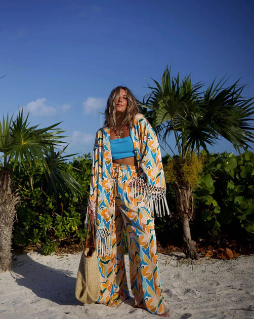 Caicos Coast Printed Fringe Kimono | VICI