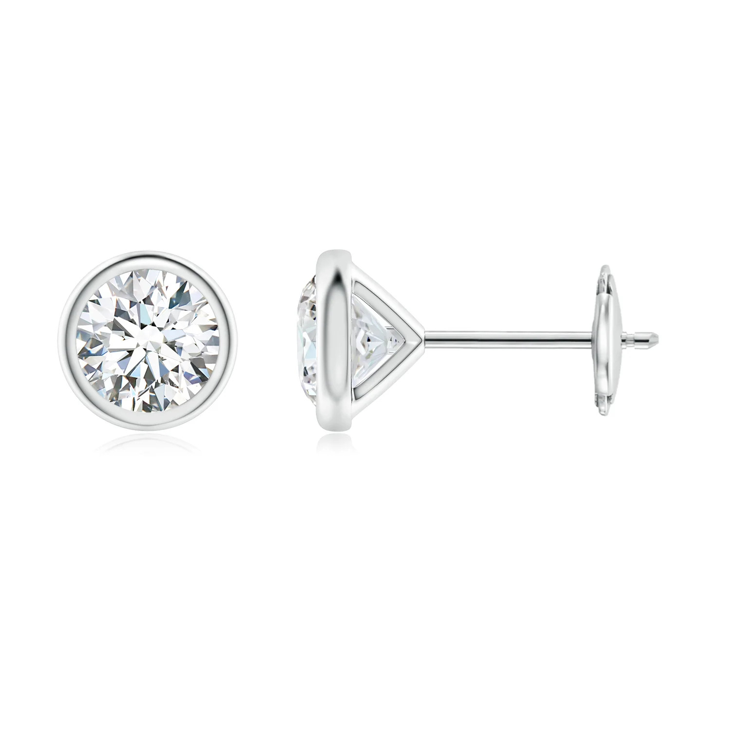 Lab-Grown Bezel-Set Diamond Martini Stud Earrings in 14K White Gold (F-G, VS - 1CT. TW.) | Angara | Angara US