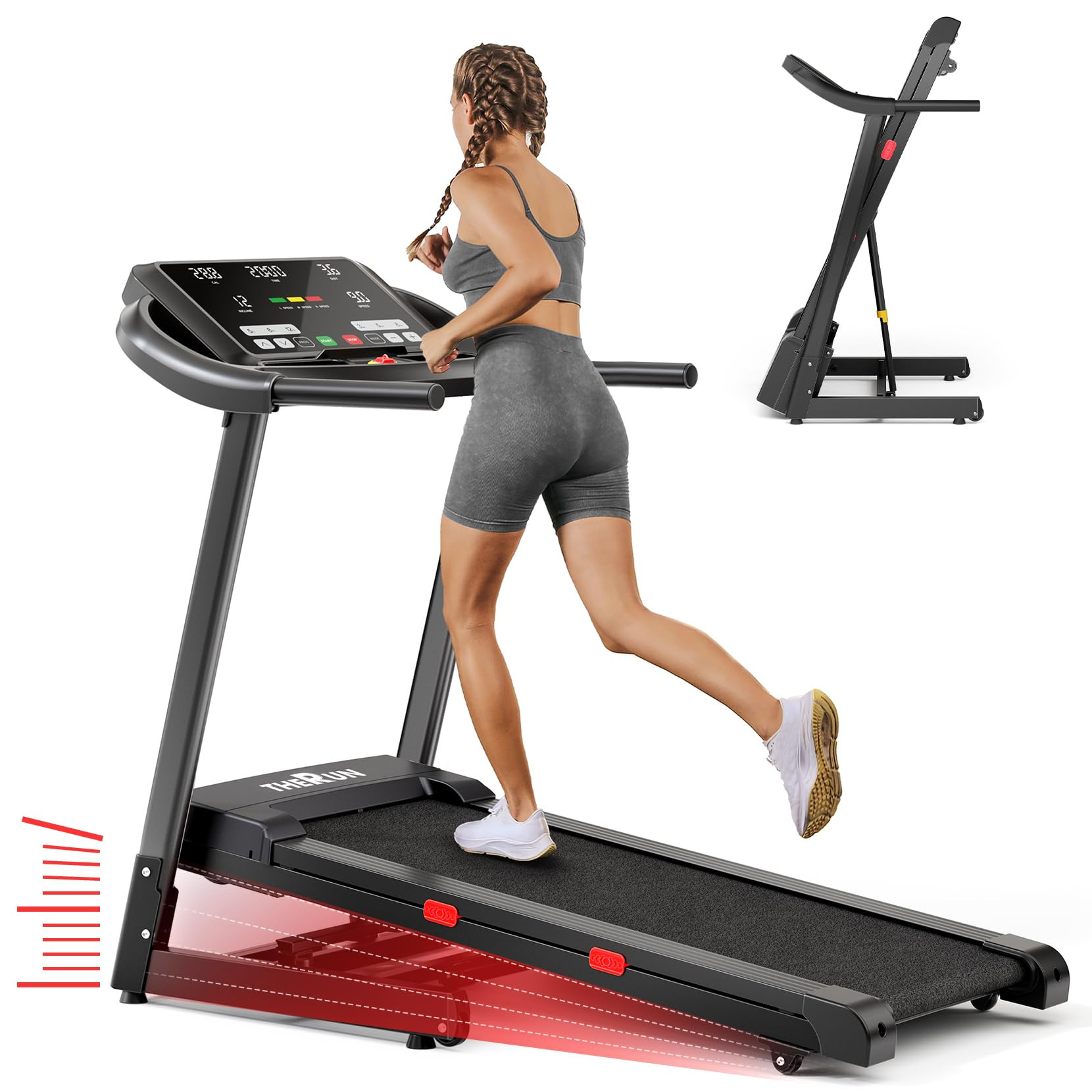 THERUN Incline Treadmill for Running and Walking, 300 lbs Weight Capacity, Wide Belt, 3.0 HP, 18"... | Amazon (US)