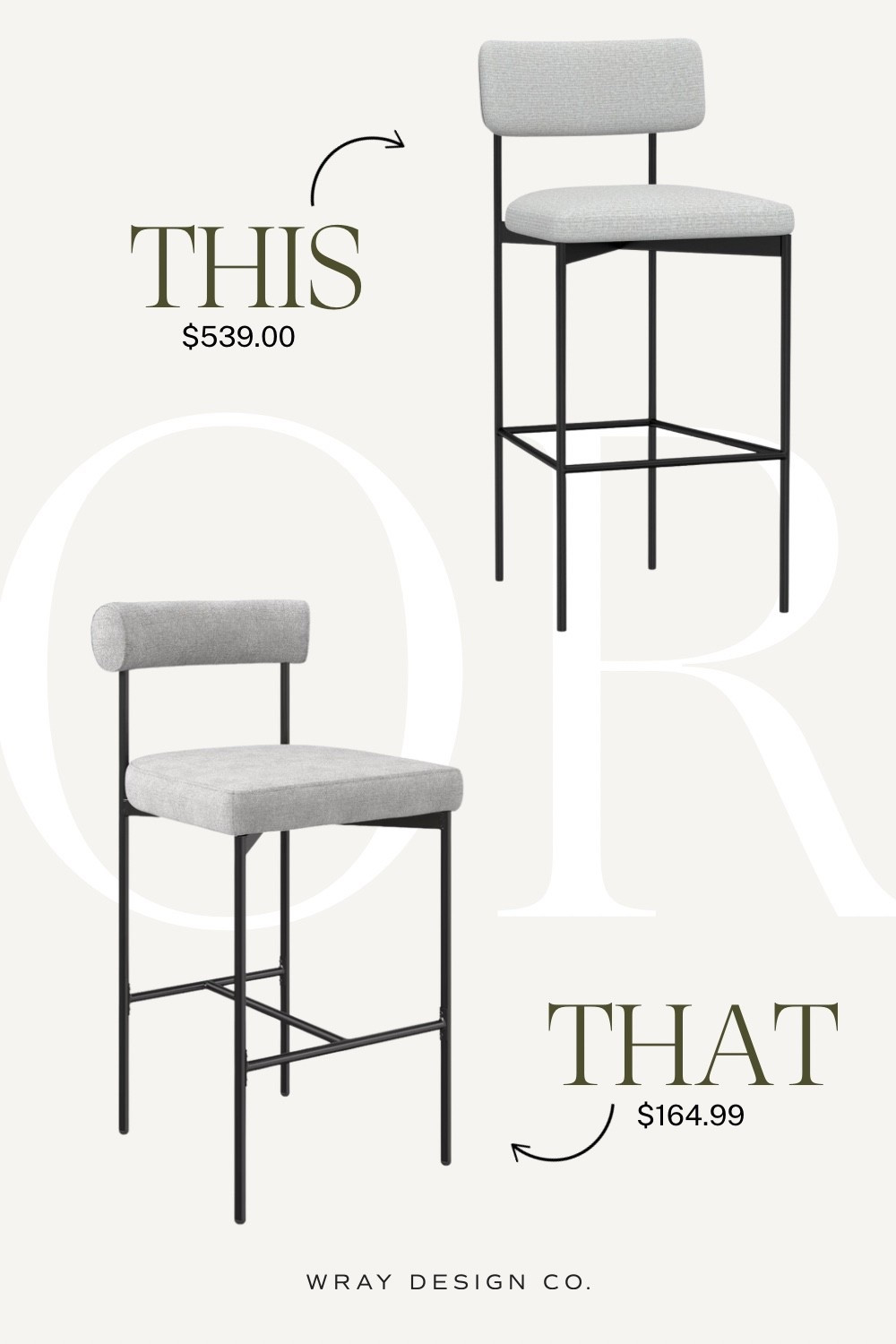 Your weekly look for less is here! Featuring an upholstered bar stool with a black metal frame. Will you splurge or are you buying the dupe? Let me know in the comments!

#LTKHome #LTKStyleTip