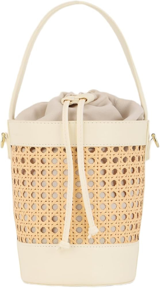 GOKTOW Rattan Purse Bucket Bag for Women,Straw Beach Bucket Tote Bag Summer Vacation Holiday 2024 | Amazon (US)
