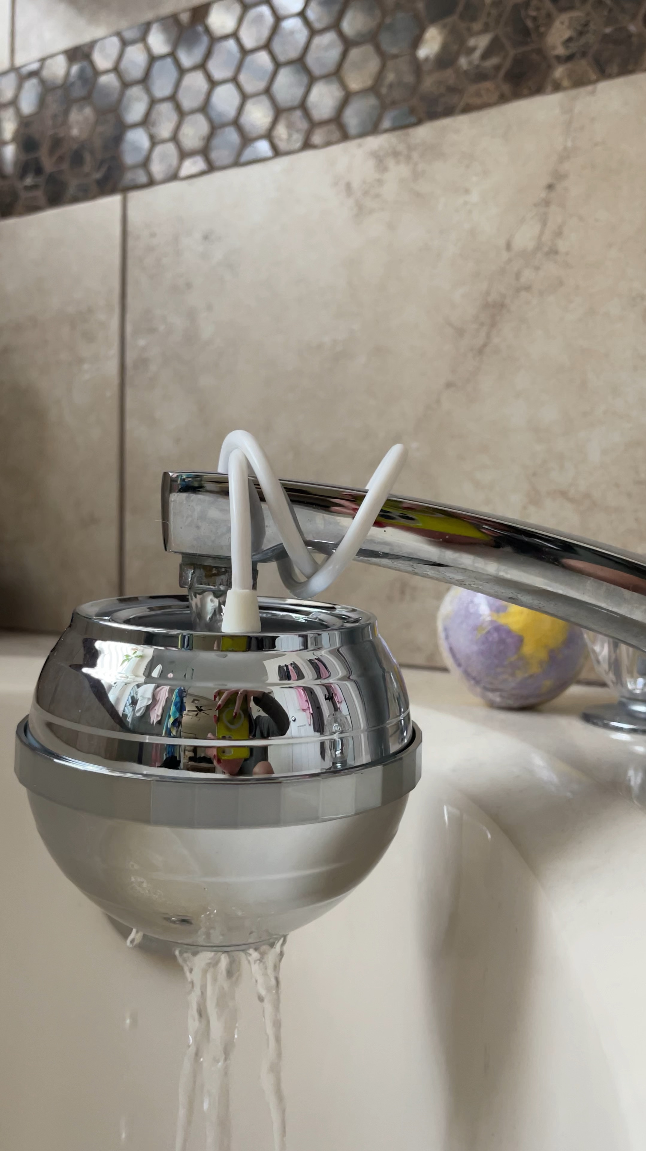 Just me or does watching the RHOSLC premiere make you want to draw a bath Meredith Marks 🫧 would be proud to enjoy?

 I’ve upped my bath game with a bathtub water filter ball!  I feel better getting sudsy with our city water 💧 if it’s filtered. Once the bath tub is filled I add in some bubble bath and a relaxing bath bomb. 

These bath bombs are an old favorite of mine gentle, non-irritating bath bombs to be exact. 

Related: home upgrade, bathroom, body care, wellness, water filtration, filtered water, water filter for bath tubs, chrome water filter 