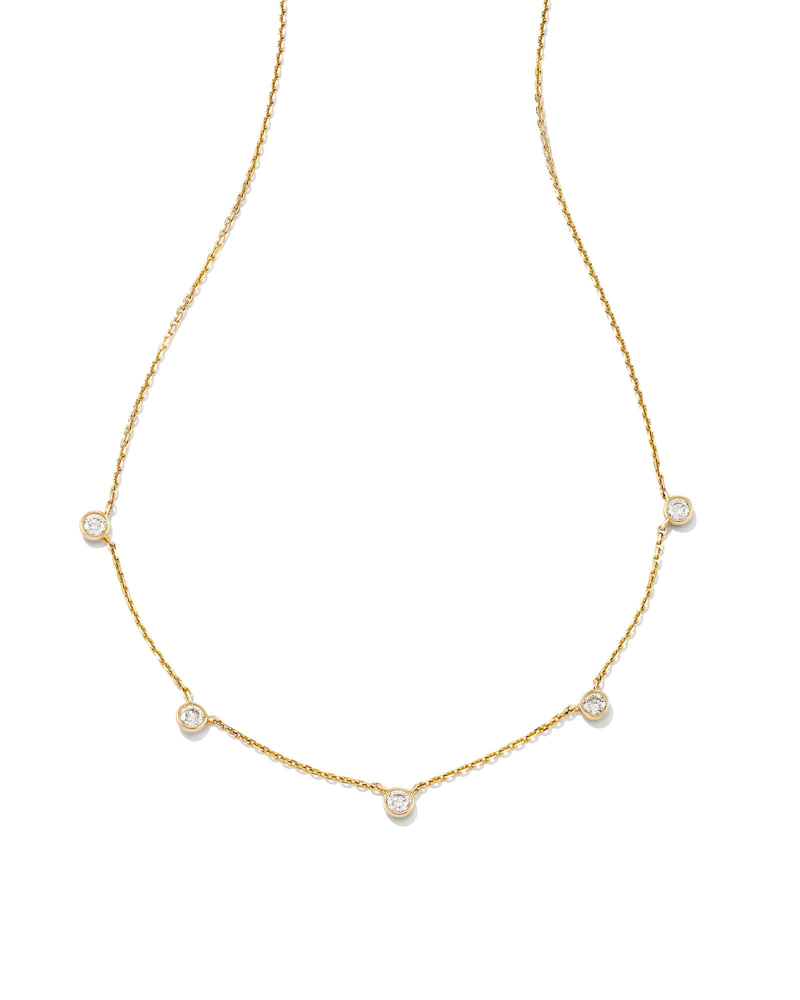 Audrey 14k Yellow Gold Strand Necklace in White Diamond | Kendra Scott