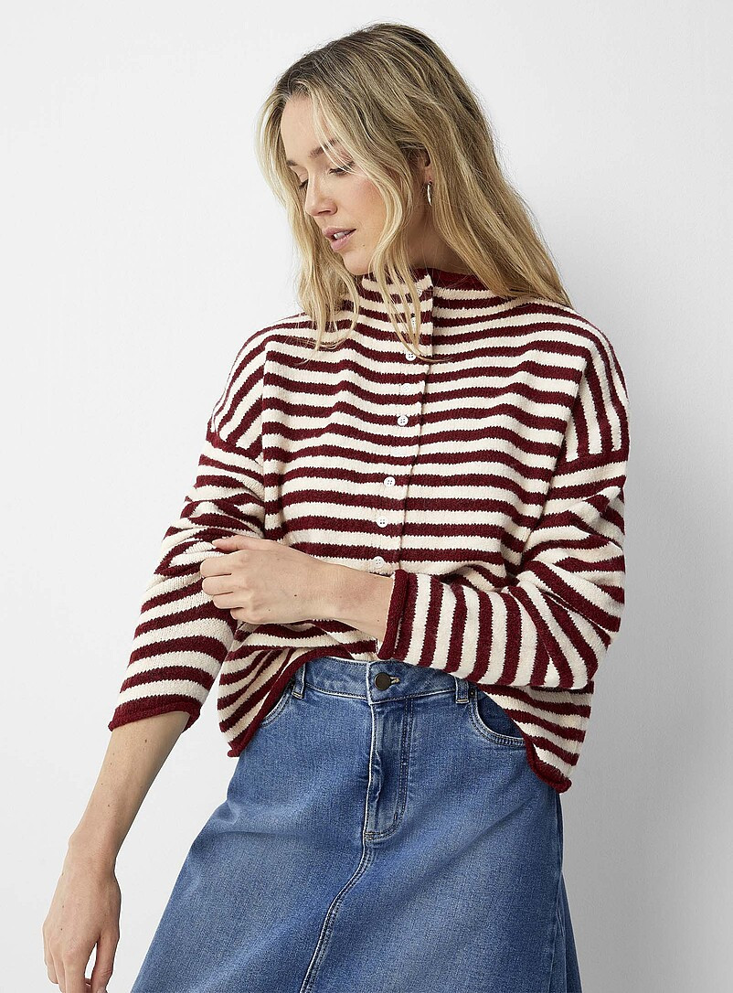 Funnel neck buttoned sweater | Simons