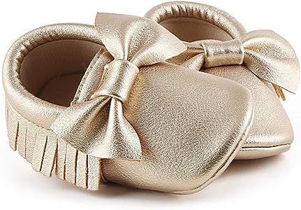 OOSAKU Infant Toddler Baby Soft Sole PU Leather Bowknots Shoes | Amazon (US)
