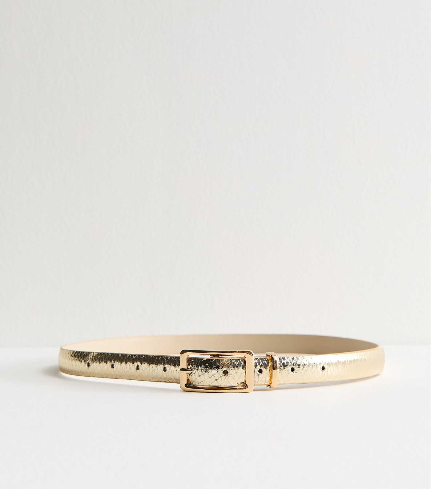 Gold Tone Metallic Faux Snake Skinny Belt | New Look | New Look (UK)
